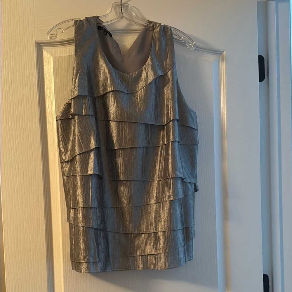 Anne Klein Silver Layered Sleeveless Top